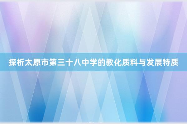 探析太原市第三十八中学的教化质料与发展特质